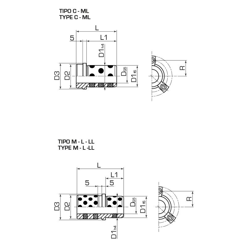 Быстросменная втулка из бронзы с графитными вставками B7BG