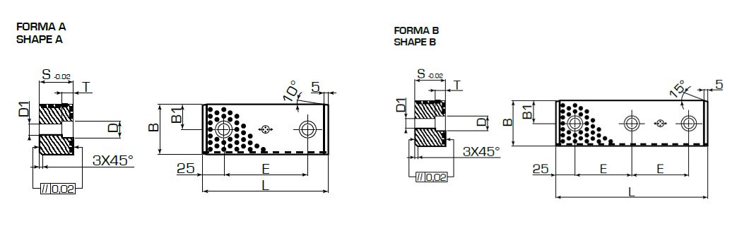 Направляющий брусок VDI 3357 с двумя скользящими поверхностями