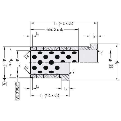 Направляющая втулка с буртом бронзовая самосмазывающаяся R2087.72