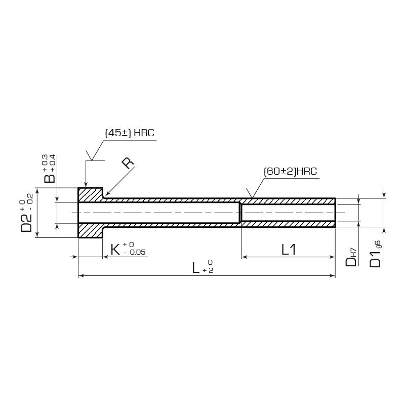 Трубчатый толкатель закаленный DIN16756