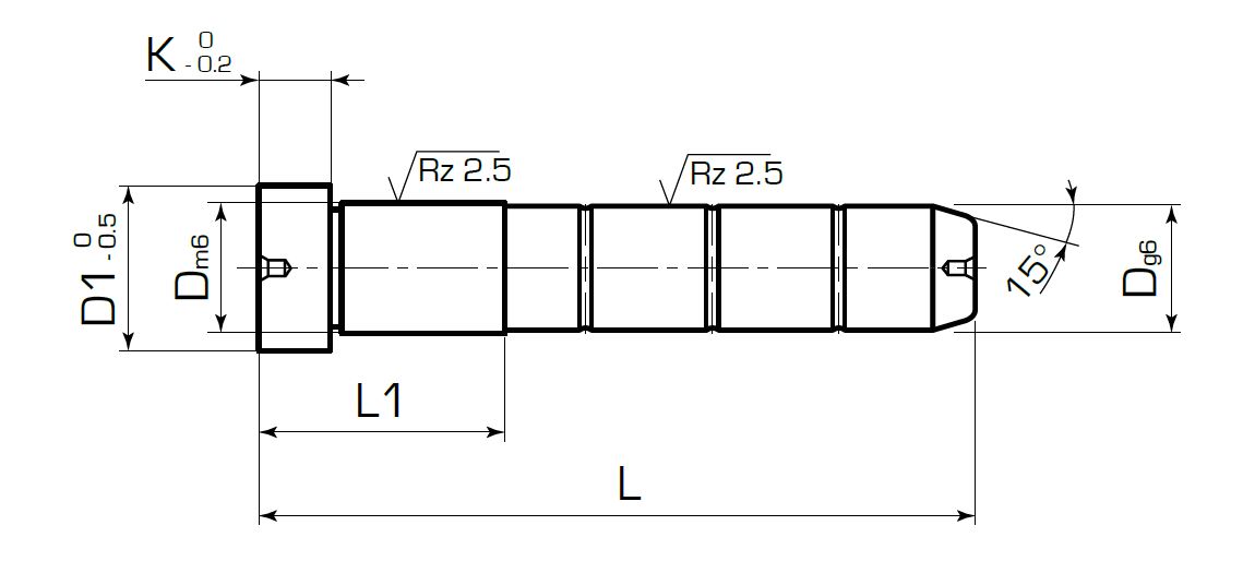 Направляющая колонка с одним диаметром с канавками для смазки