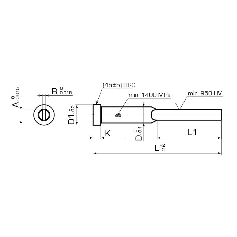 Толкатель плоский азотированный DIN 1530-FA