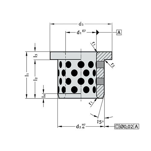 Направляющая втулка с буртом бронзовая самосмазывающаяся R0485