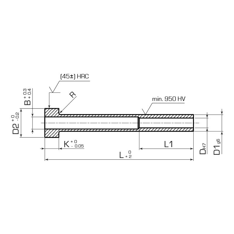 Трубчатый толкатель азотированный DIN 16756
