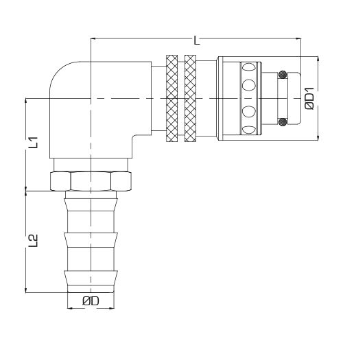 Быстросъем 90° с самозапиранием под шланг Ranco R0393
