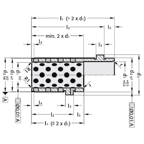 Направляющая втулка с буртом бронзовая самосмазывающаяся R2087.70