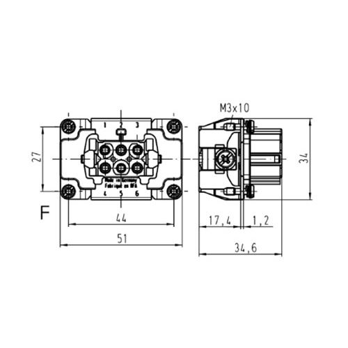 Соединитель 6 контактов - 'мама' 09330062701