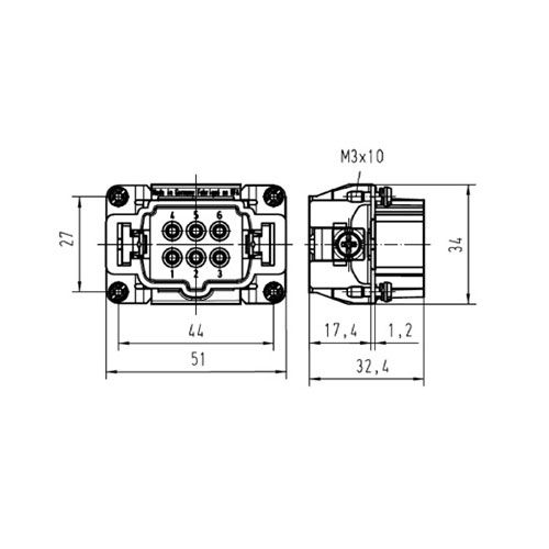Соединитель 6 контактов - 'папа' 09330062601