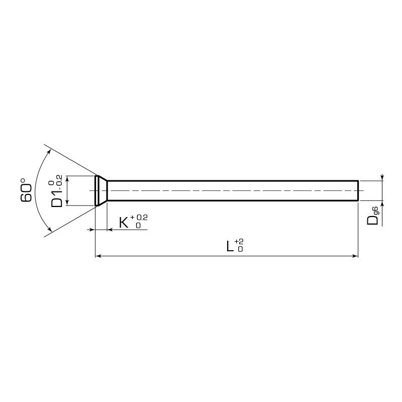 Толкатель с конической головкой азотированный DIN1530 D