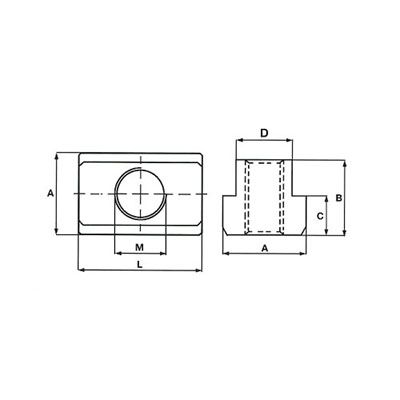Удлиненная гайка для т-образных пазов S362