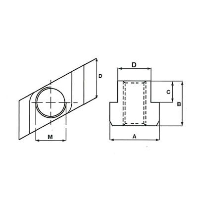 Удлиненная гайка для ромбовидных пазов S363