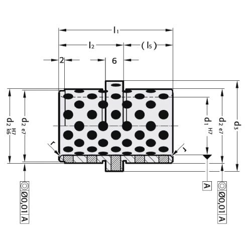 Направляющая втулка с буртом бронзовая самосмазывающаяся R2087.71