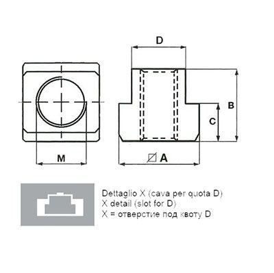 Гайка для т-образных пазов DIN508 UNI5531 S360